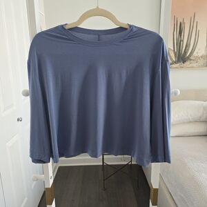 Lululemon, Modal Relaxed Fit Cropped Short Sleeve Shirt, Oasis Blue